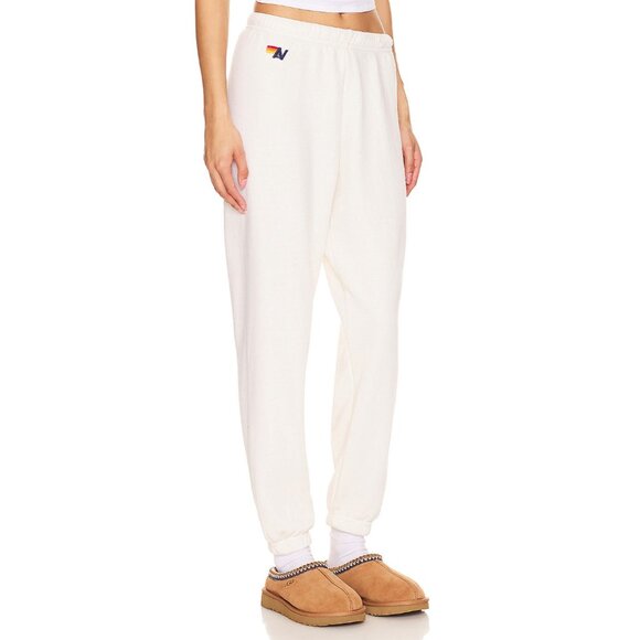 Aviator Nation 5 Stripe Sweatpants Vintage White & Sand - Picture 3 of 5